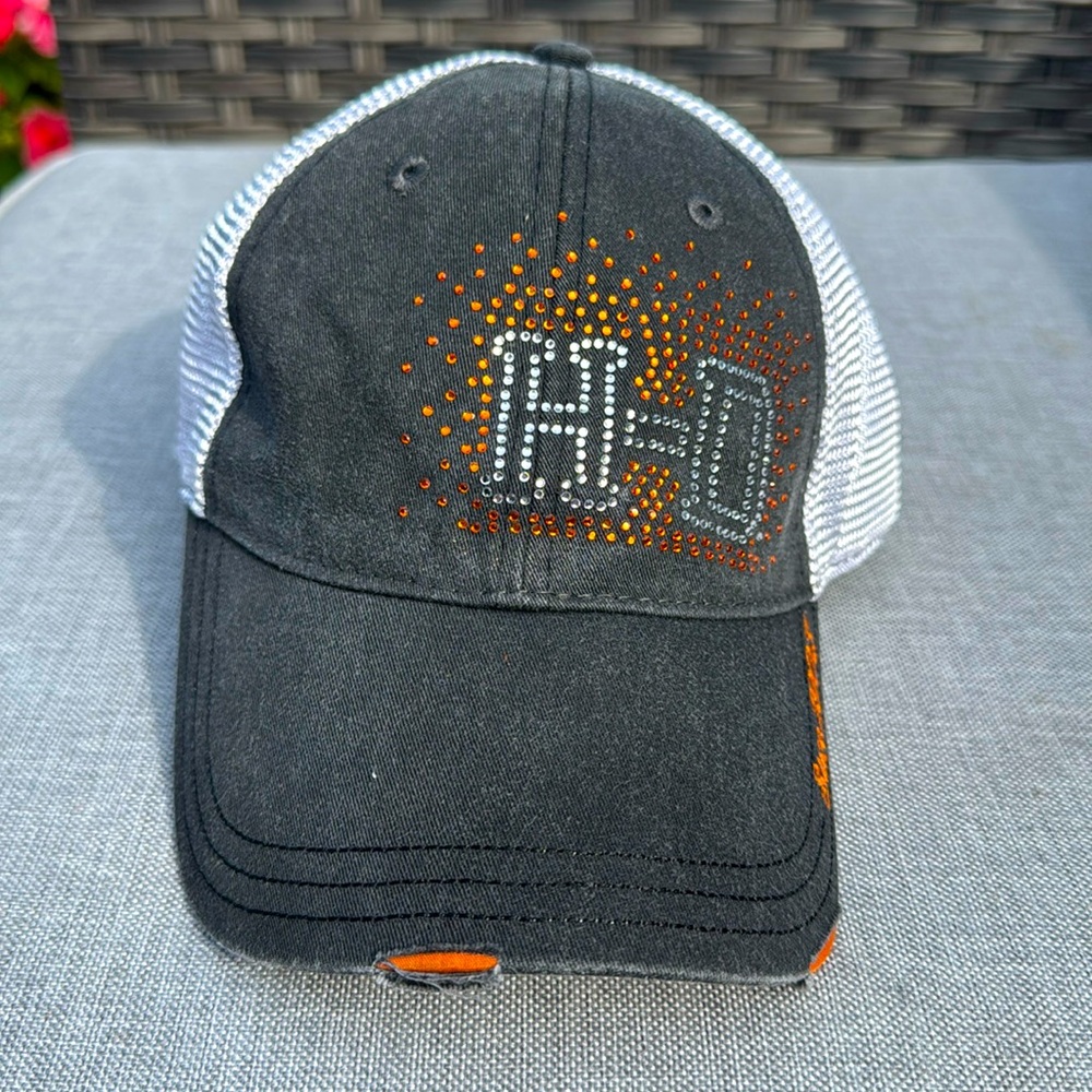 Black and Orange Harley Davidson hat